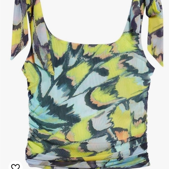 Free people Avenue tank mint combo colorful tie dye pattern tie sleeves mesh - Picture 5 of 8